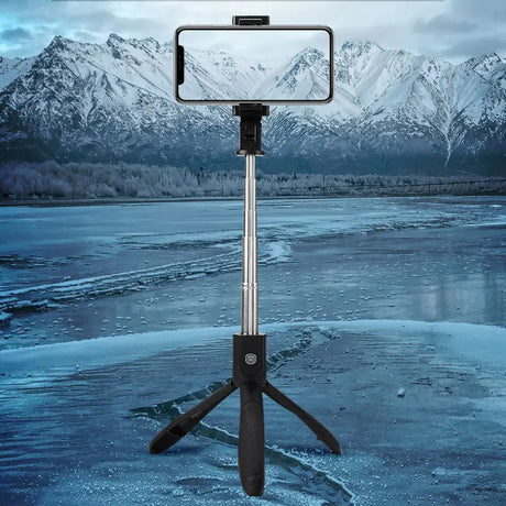 Suport Techsuit Selfie Stick (K06), Stable Tripod with Bluetooth Remote Control, Foldable, 360 Rotation, 70cm, Negru