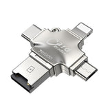 Adaptor Yesido Cititor Carduri (GS13), MicroSD USB / Type-C / Lightning / Micro-USB, Argintiu