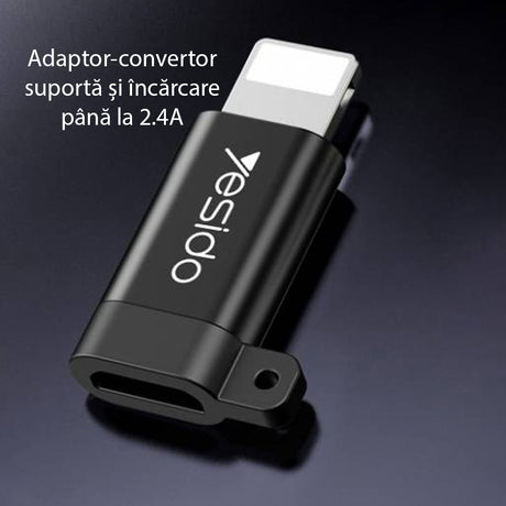 Adaptor Yesido OTG Adapter (GS05), Lightning to Micro USB, Plug & Play, 480Mbps, Negru