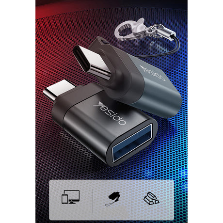 Adaptor Yesido OTG Adapter (GS06), Type-C to USB 3.0, Plug & Play, 5Gbps, Negru