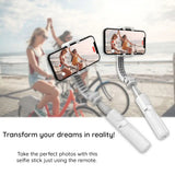 Suport Techsuit Mini Selfie Stick (L08Mini), Stable Gimbal/Tripod with Removable Wireless Remote, 360 Rotation Head, 70cm, Negru