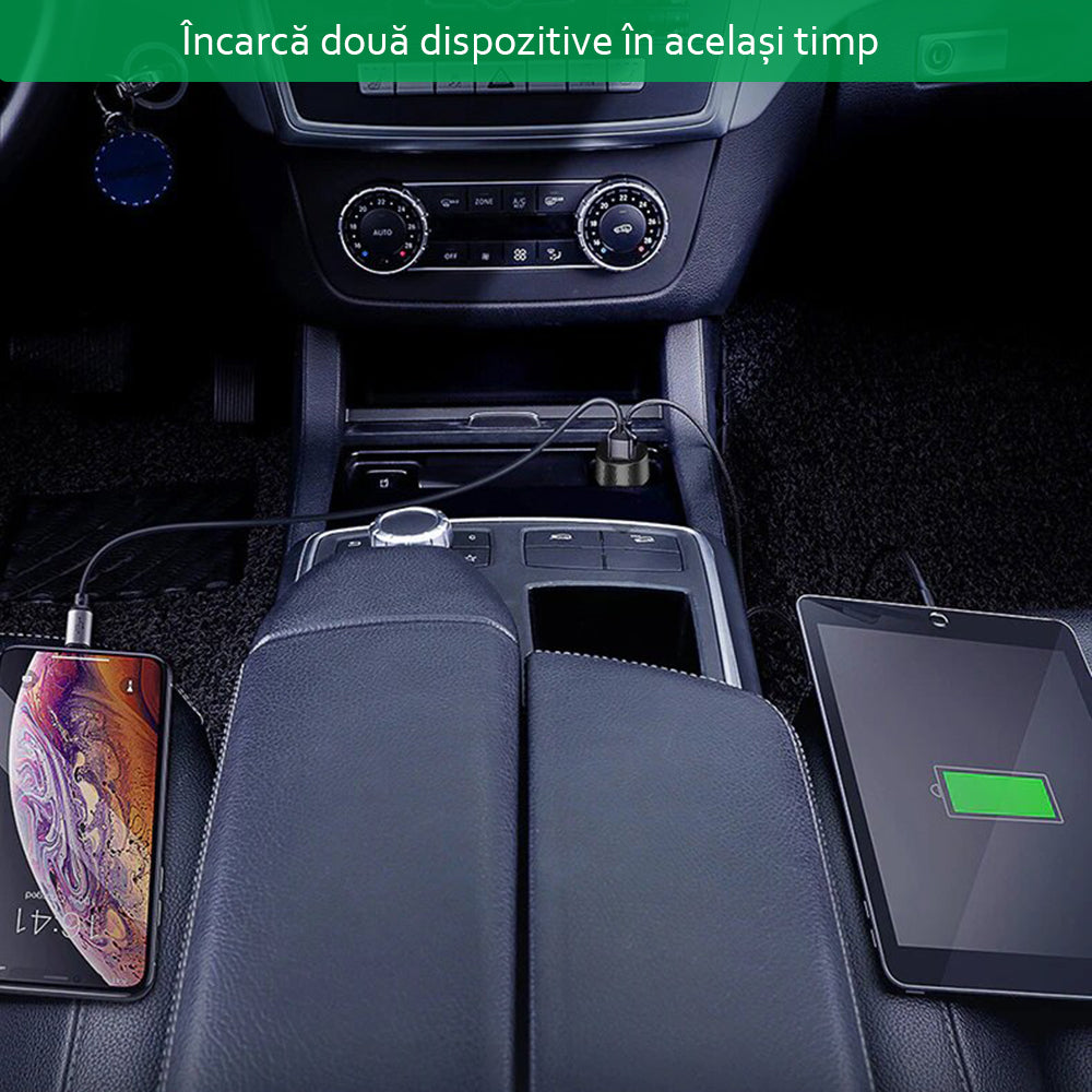 Incarcator Yesido Car (Y31), 2x USB, LED Display, QC 3.0, 18W, 3A, Negru