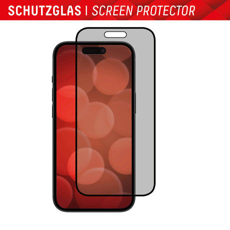 Folie de protectie Displex Premium Real Glass Privacy Full Cover compatibil cu iPhone 16 Plus, Negru