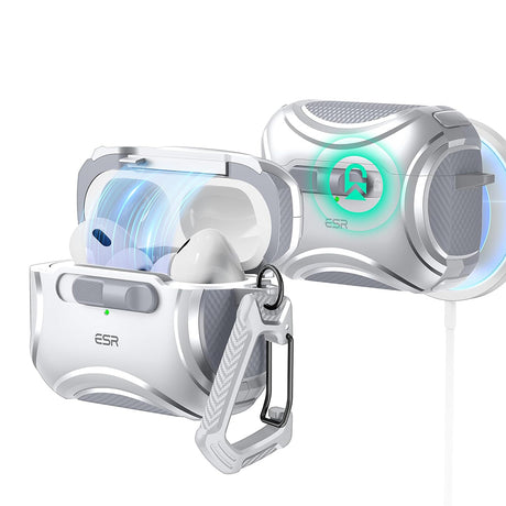Casti ESR Cyber Magnetic Lock Case HaloLock, Apple AirPods Pro 1 / 2, Gri
