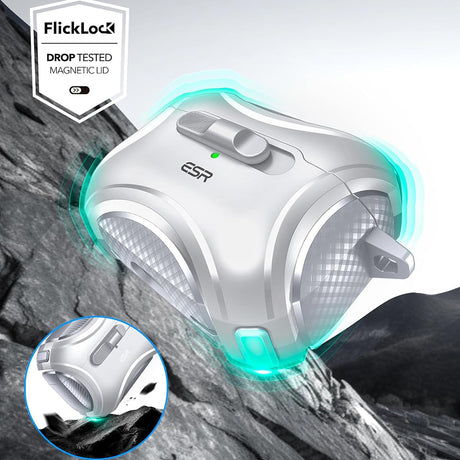 Casti ESR Cyber Magnetic Lock Case HaloLock, Apple AirPods Pro 1 / 2, Gri