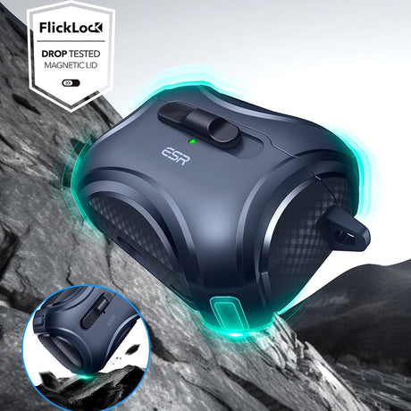 Casti ESR Cyber Magnetic Lock Case HaloLock, Apple AirPods Pro 1 / 2, Albastru