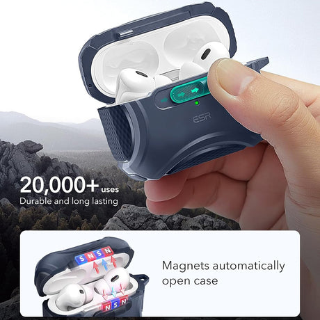 Casti ESR Cyber Magnetic Lock Case HaloLock, Apple AirPods Pro 1 / 2, Albastru