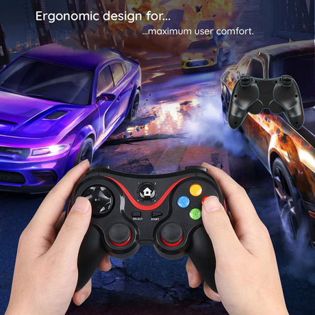 Accesoriu gaming Techsuit Wireless Controller (V8), Bluetooth V4.0, 2.4G, 400mAh, Rosu