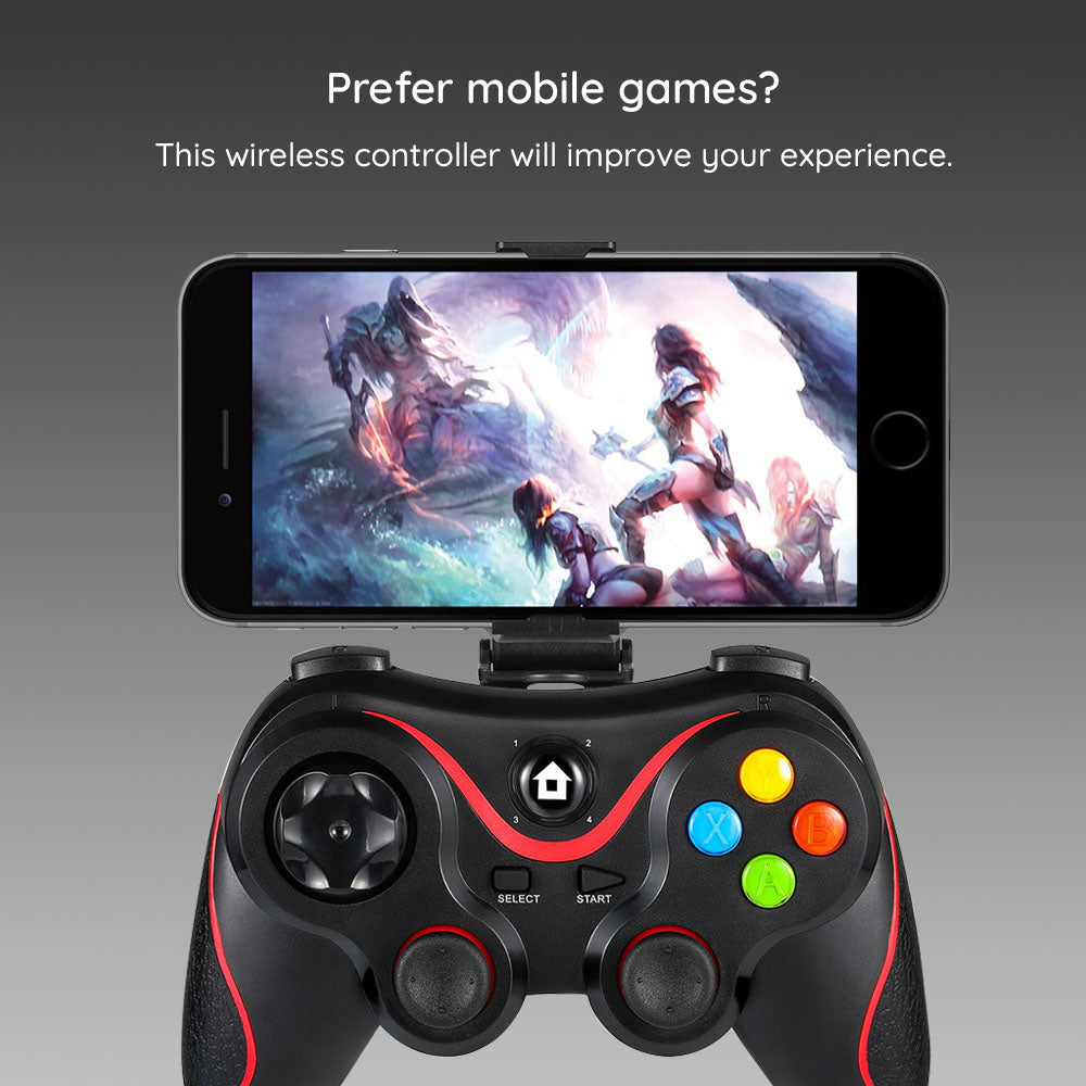 Accesoriu gaming Techsuit Wireless Controller (V8), Bluetooth V4.0, 2.4G, 400mAh, Rosu