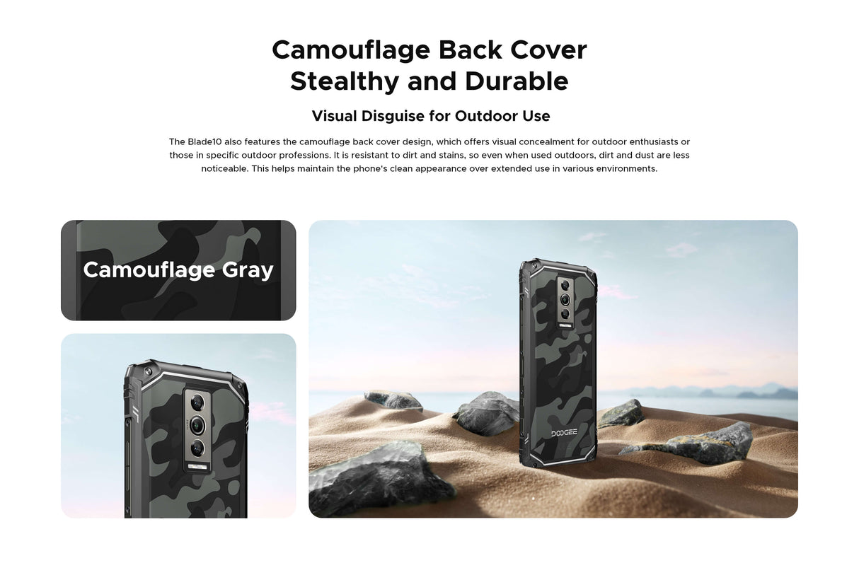 Telefon mobil Doogee Blade10, Camouflage Gray, 9GB RAM (4 + 5 extensibil), 128GB ROM