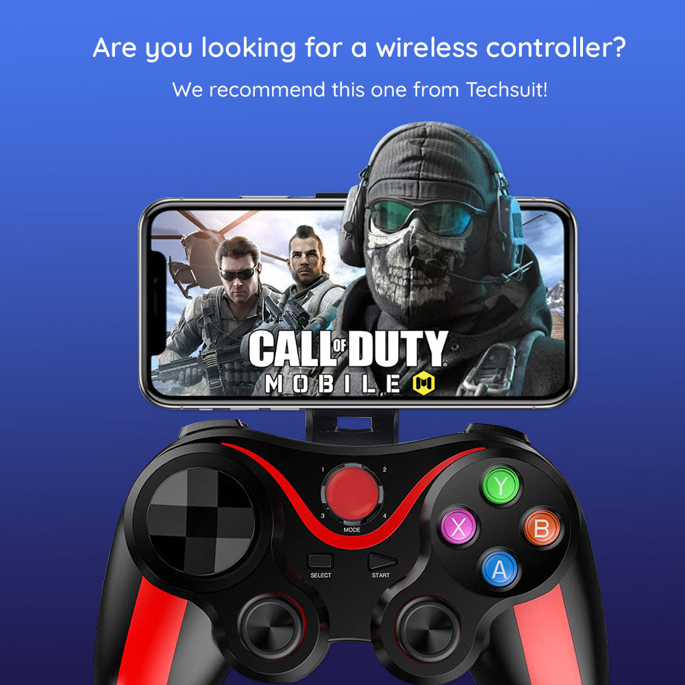 Accesoriu gaming Techsuit Wireless Controller (V13), Bluetooth V4.0, 2.4G, 400mAh, Universal, Rosu