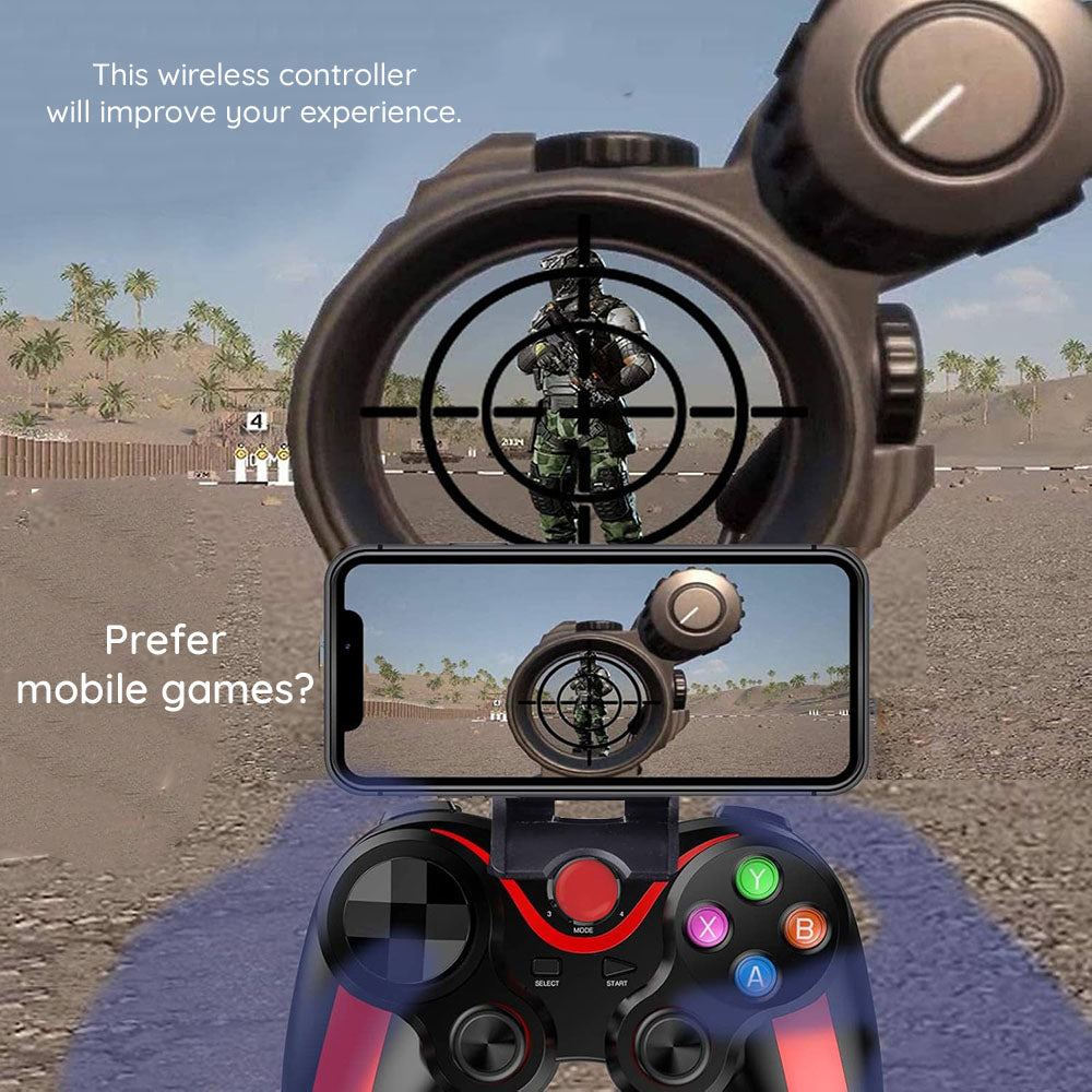 Accesoriu gaming Techsuit Wireless Controller (V13), Bluetooth V4.0, 2.4G, 400mAh, Universal, Rosu