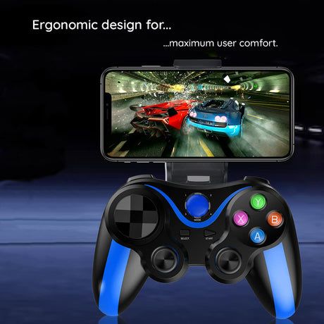 Accesoriu gaming Techsuit Wireless Controller (V13), Bluetooth V4.0, 2.4G, 400mAh, Universal, Albastru
