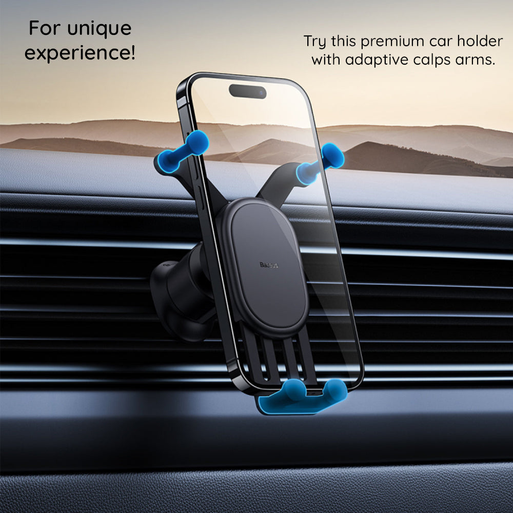 Suport Baseus Pro (SUWX030001), Stable Gravitational, Wireless Charging, for Air Vent, 15W, Negru