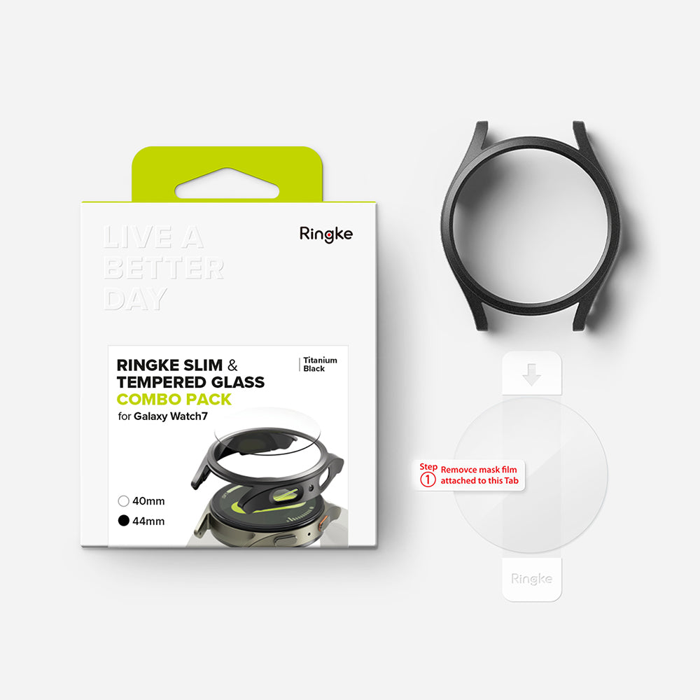 Folie de protectie smartwatch Ringke Slim + Screen Protector compatibil cu Samsung Galaxy Watch7 44mm, Titanium Black