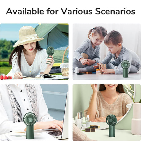 JisuLife Premium Portable Mini Fan Life6 (FA20X), USB-C Rechargeable, 3 Wind Speeds, 4000mAh, Deep Green