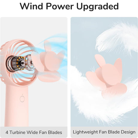 JisuLife Premium Portable Mini Fan Life6 (FA20X), USB-C Rechargeable, 3 Wind Speeds, 4000mAh, Roz