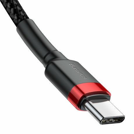 Cablu Baseus Cafule (CATKLF-G91), Type-C to Type-C, PD2.0 60W Flash Charging, 20V, 3A, 1m, Rosu / Black