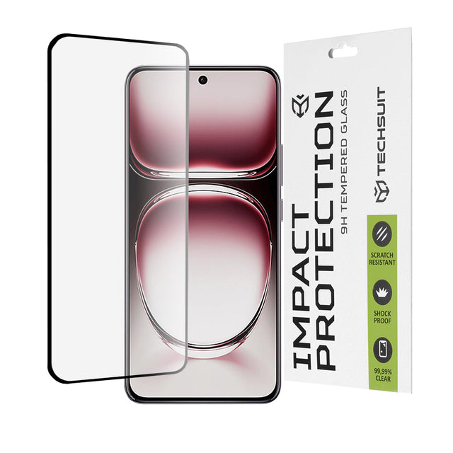 Folie de protectie Techsuit 111D Full Cover / Full Glue Glass / 3D Curved Screen compatibil cu Oppo Reno12 Pro, Negru