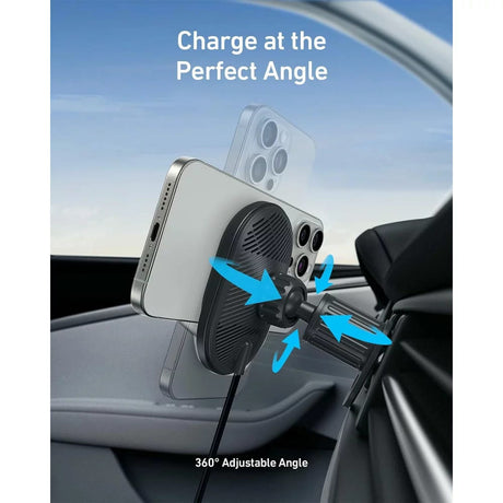 Suport Anker with Wireless Charging MagGo (B2932G11), Magnetic Grip for Air Vent, 360° Rotation, Type-C, 15W, Negru