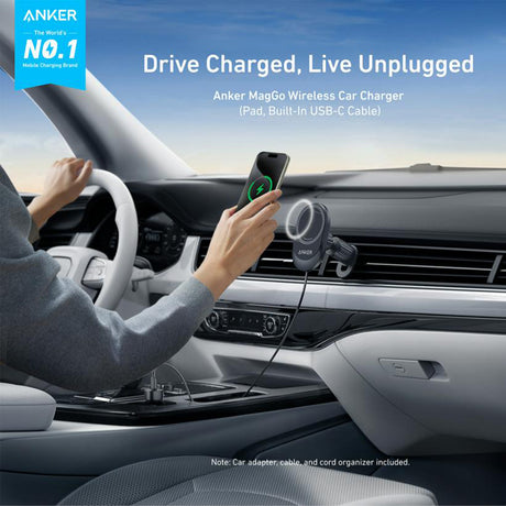 Suport Anker with Wireless Charging MagGo (B2932G11), Magnetic Grip for Air Vent, 360° Rotation, Type-C, 15W, Negru