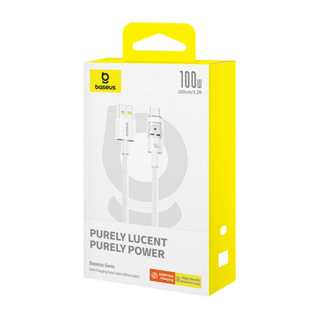 Cablu Baseus Gem (P10373002211-00), USB to Type-C, Super Fast Charging 100W, 1m, Moon White