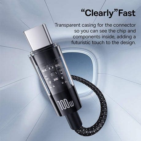 Cablu Baseus Gem (P10373002111-00), USB to Type-C, Super Fast Charging 100W, 1m, Cluster Black
