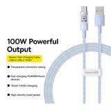 Cablu Baseus Gem (P10373002311-00), USB to Type-C, Super Fast Charging 100W, 1m, Galaxy Blue