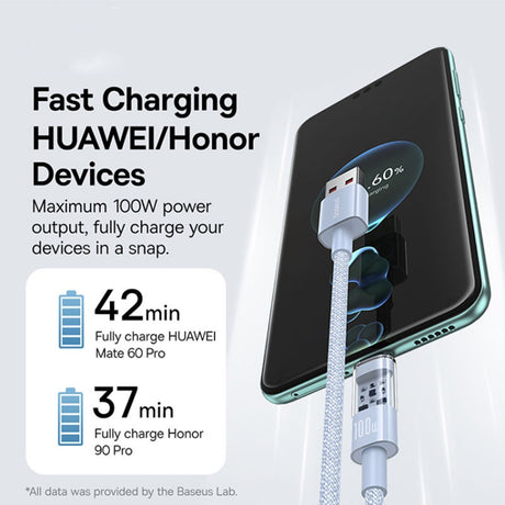 Cablu Baseus Gem (P10373002311-00), USB to Type-C, Super Fast Charging 100W, 1m, Galaxy Blue