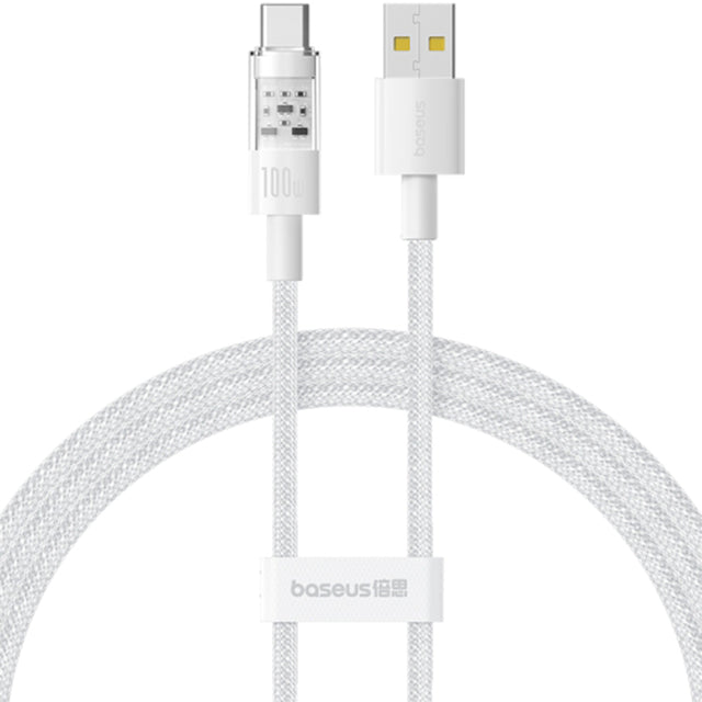 Cablu Baseus Gem (P10373002211-01), USB to Type-C, Super Fast Charging 100W, 2m, Moon White
