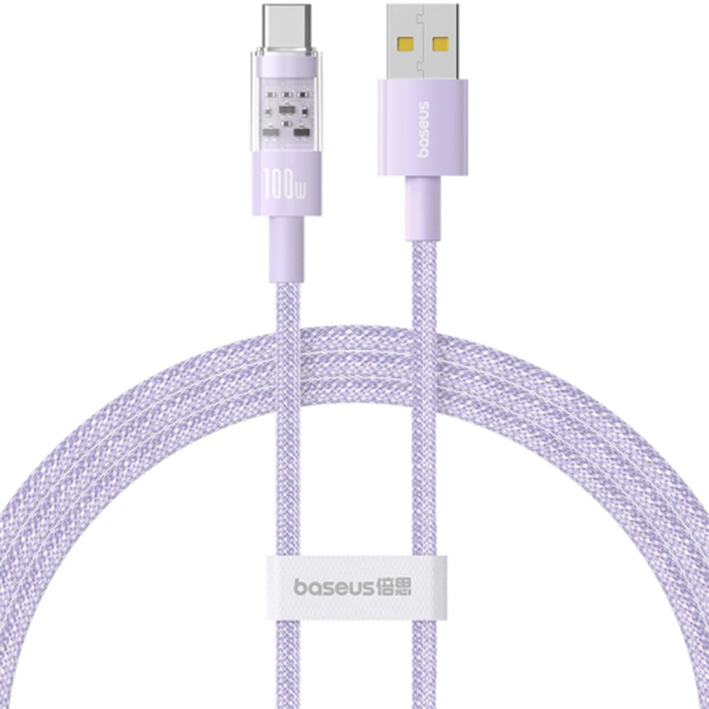 Cablu Baseus Gem (P10373002511-01), USB to Type-C, Super Fast Charging 100W, 2m, Nebula Purple