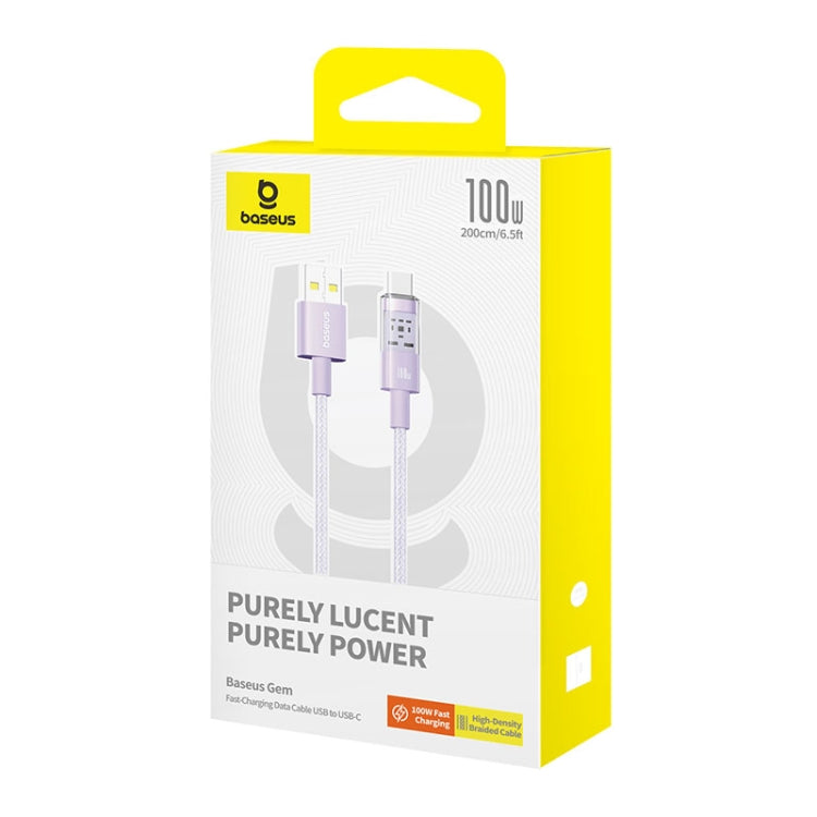 Cablu Baseus Gem (P10373002511-01), USB to Type-C, Super Fast Charging 100W, 2m, Nebula Purple
