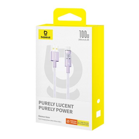 Cablu Baseus Gem (P10373002511-01), USB to Type-C, Super Fast Charging 100W, 2m, Nebula Purple