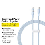 Cablu Baseus Gem (P10373000311-00), Type-C to Type-C, Super Fast Charging 100W, 1m, Galaxy Blue