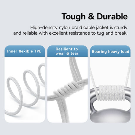 Cablu Baseus Gem (P10373000211-00), Type-C to Type-C, Super Fast Charging 100W, 1m, Moon White