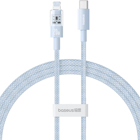 Cablu Baseus Gem (P10373001311-00), USB-C to Lightning, Fast Charging 20W, 1m, Galaxy Blue