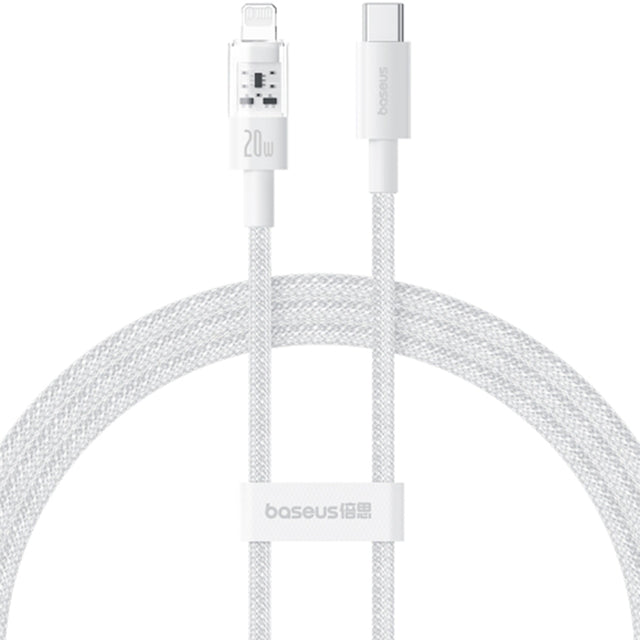 Cablu Baseus Gem (P10373001211-01), USB-C to Lightning, Fast Charging 20W, 2m, Moon White
