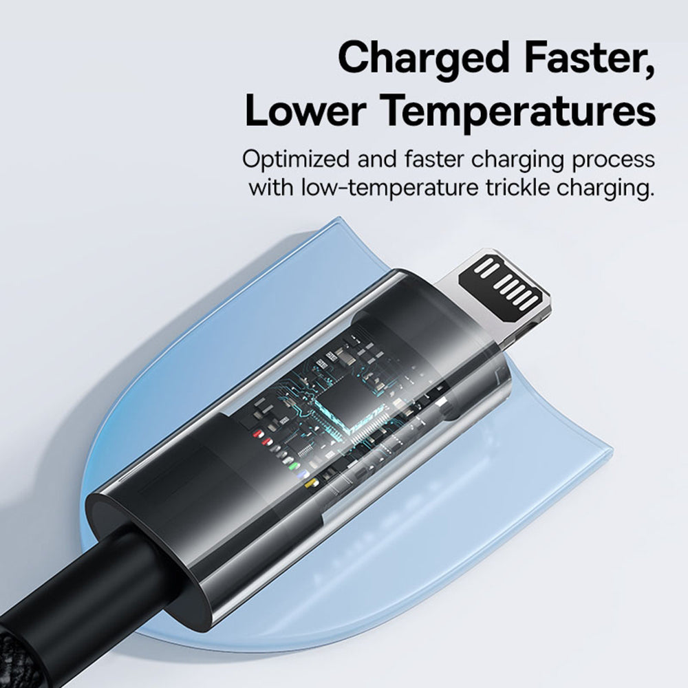 Cablu Baseus Gem (P10373001111-01), USB-C to Lightning, Fast Charging 20W, 2m, Cluster Black