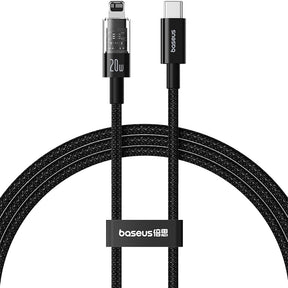 Cablu Baseus Gem (P10373001111-01), USB-C to Lightning, Fast Charging 20W, 2m, Cluster Black