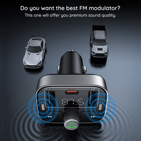 Gadget Baseus FM Modulator and Car Charger S-09 Pro (C10762200113-00), 2x USB, Type-C, Bluetooth 5.3, Digital Display, Negru