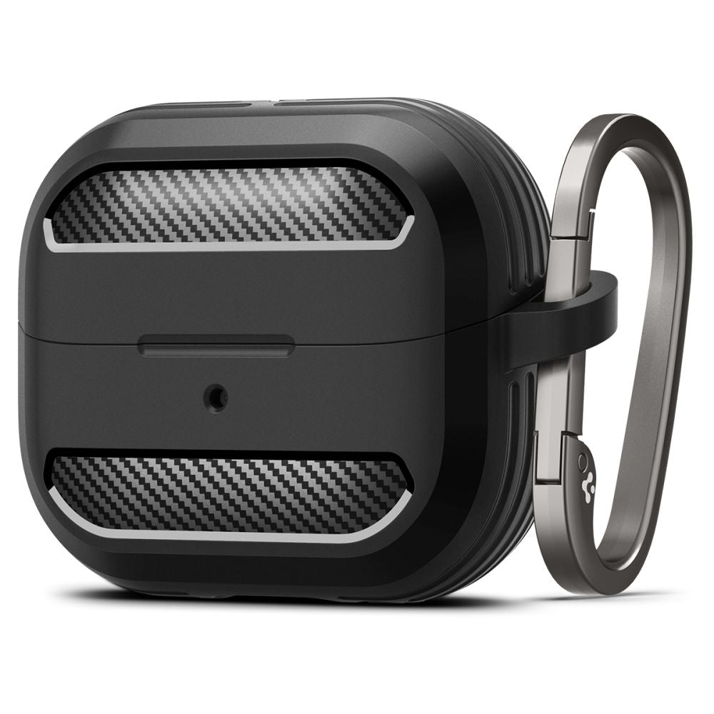 Casti Spigen Protection Case Rugged Armor (ACS08330), for Samsung Galaxy Buds 3 / 3 Pro / 3 FE, Aluminum Holder, Negru