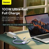 Cablu Baseus Flash Series 2 (CASS030005), Fast Charge, USB to Type-C, Lightning, Micro-USB, 100W, 1.2 m, Mov