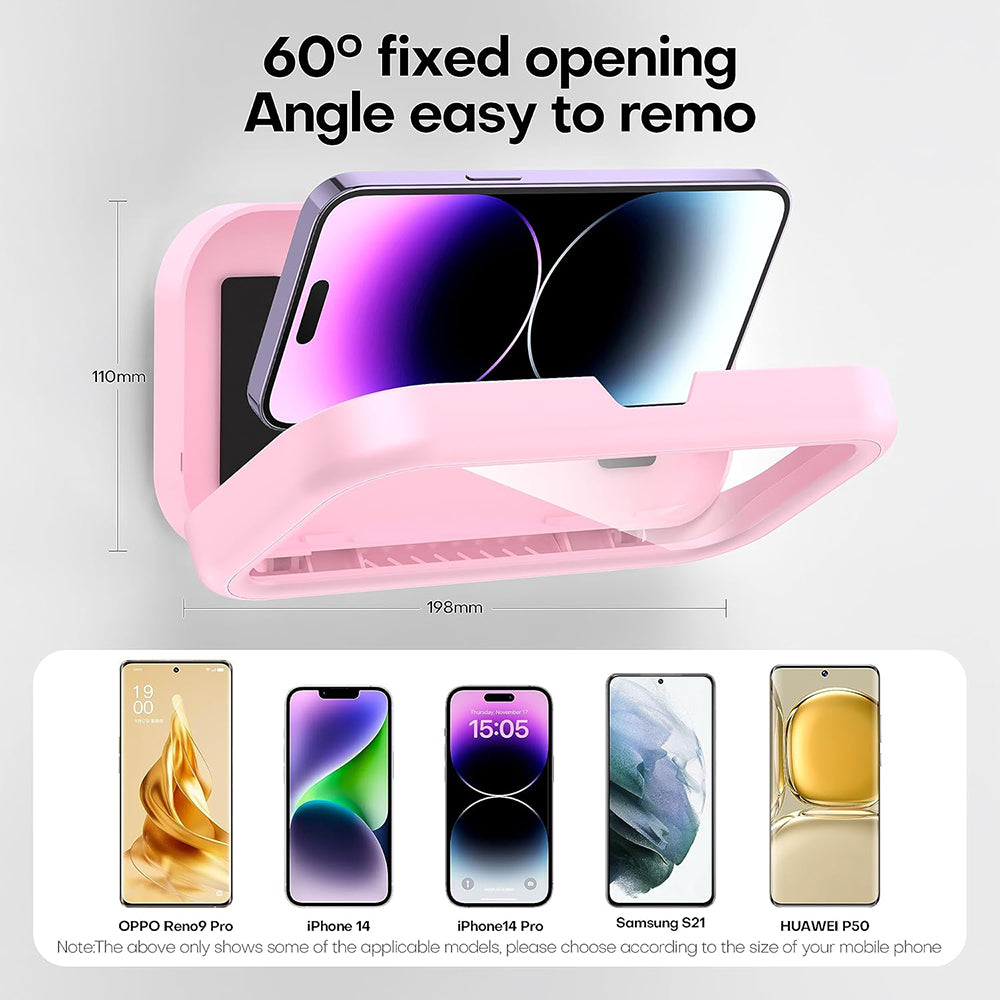 Suport Techsuit Phone (LC-999), Wall Box Case, Anti-Fog, Retractable, Adjustable, Waterproof, for 4-7" Phones, Auriu Pink
