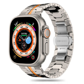 Curea smartwatch Techsuit Watchband (W063) compatibil cu Apple Watch 1/2/3/4/5/6/7/8/9/10/11/SE/SE 2/SE 3/Ultra/2/3 (42/44/45/46/49mm), Titanium Orange