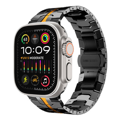 Curea smartwatch Techsuit Watchband (W063) compatibil cu Apple Watch 1/2/3/4/5/6/7/8/9/10/11/SE/SE 2/SE 3/Ultra/2/3 (42/44/45/46/49mm), Negru Orange