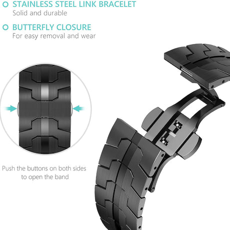 Curea smartwatch Techsuit Watchband (W063) compatibil cu Apple Watch 1/2/3/4/5/6/7/8/9/10/11/SE/SE 2/SE 3/Ultra/2/3 (42/44/45/46/49mm), Negru