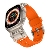 Curea smartwatch Techsuit Watchband (W064) compatibil cu Apple Watch 1/2/3/4/5/6/7/8/9/10/11/SE/SE 2/SE 3/Ultra/2/3 (42/44/45/46/49mm), Argintiu Orange