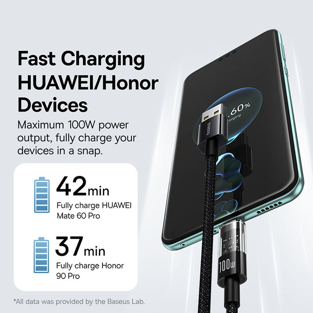 Cablu Baseus Gem (P10373002111-01), USB to Type-C, Super Fast Charging 100W, 2m, Cluster Black