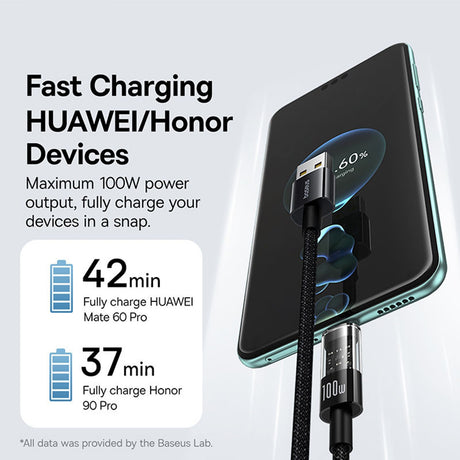 Cablu Baseus Gem (P10373002111-01), USB to Type-C, Super Fast Charging 100W, 2m, Cluster Black