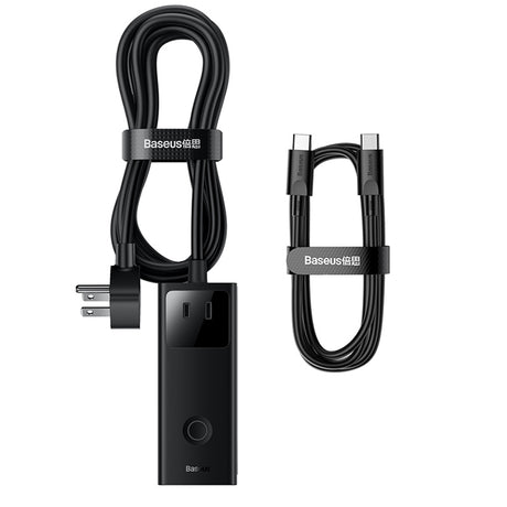 Incarcator Baseus PowerCombo Digital PowerStrip (PSLA020101), 3xAC, 2xUSB, 2xType-C, 65W with Cable Type-C 100W, Negru